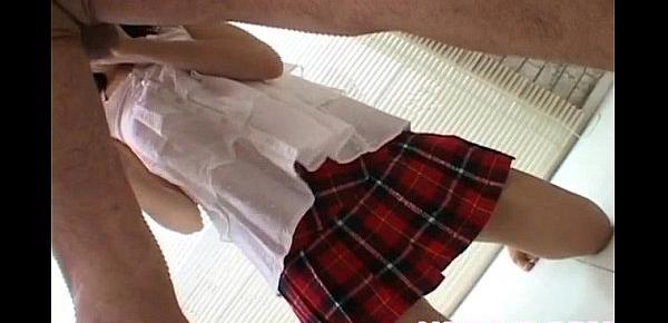  Yurika Goto in short skirt gets hard penis in mouth more and more